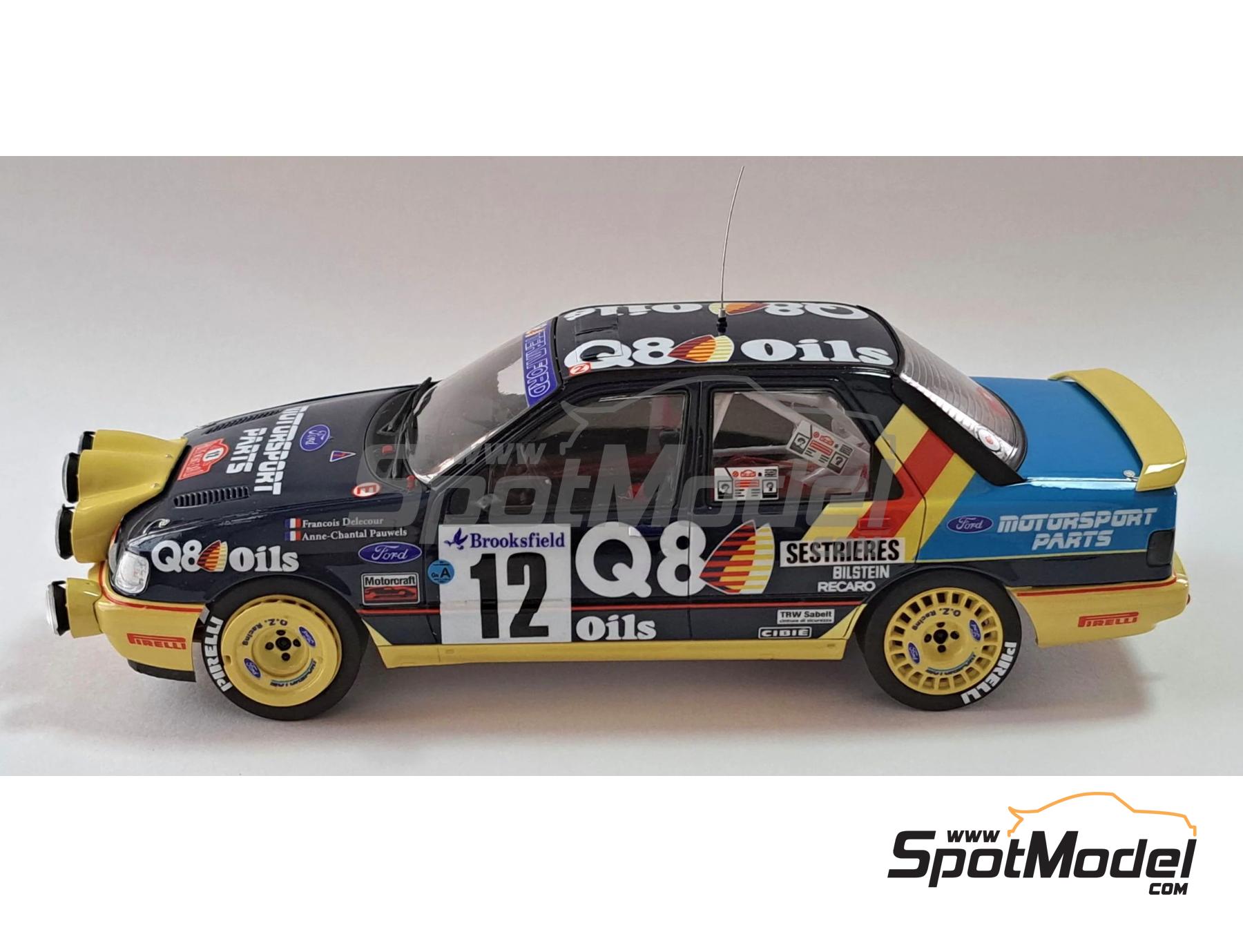 Image 16: Ford Sierra Cosworth 4&times;4 Group A Ford Team sponsored by Q8 Oils - Monte Carlo Rally - Rallye Automobile de Monte-Carlo 1991 | Car scale model kit in 1/24 scale manufactured by D.Modelkits (ref.&nbsp;DM-K001, also 5600627796819 and DMK-001)