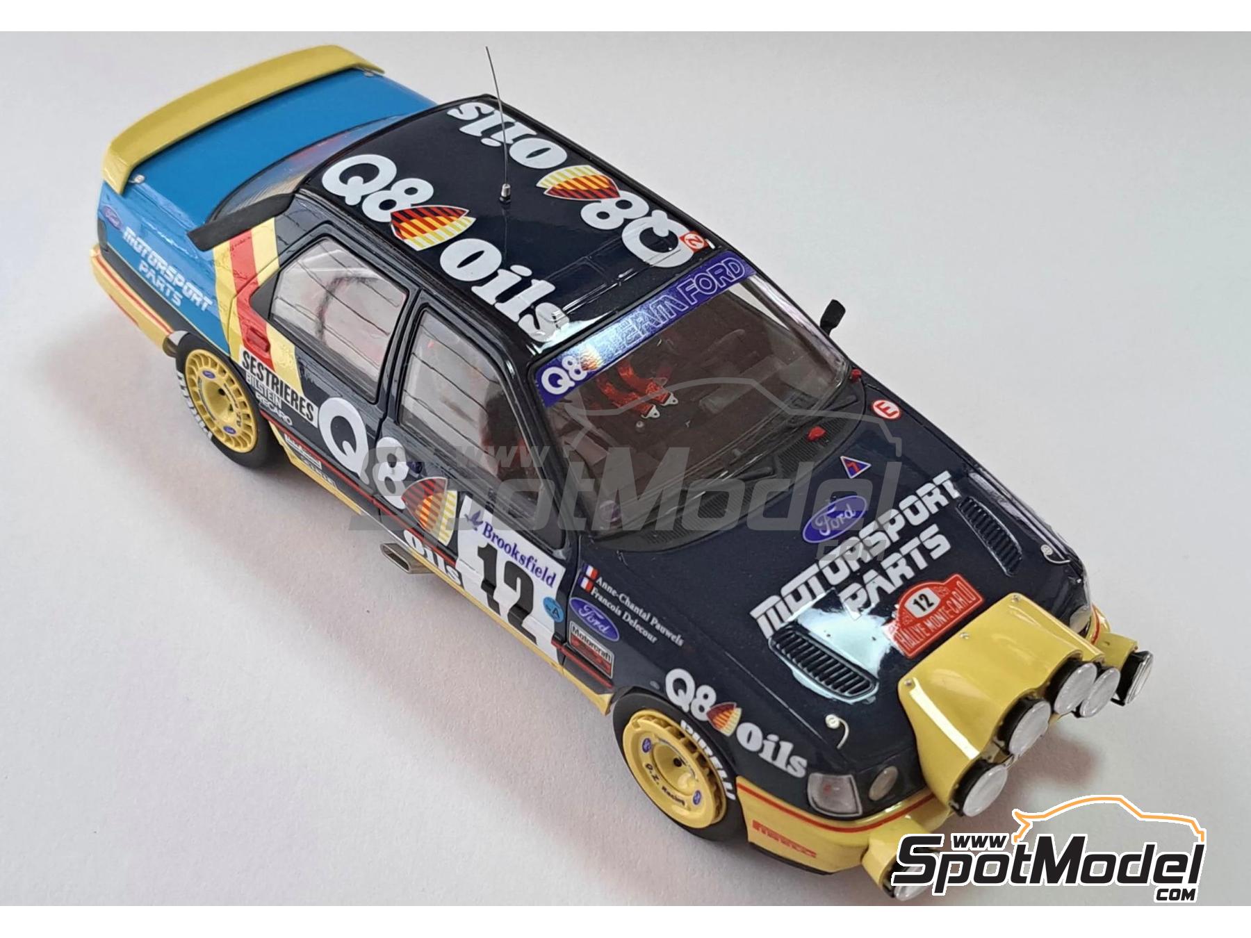 Image 19: Ford Sierra Cosworth 4&times;4 Group A Ford Team sponsored by Q8 Oils - Monte Carlo Rally - Rallye Automobile de Monte-Carlo 1991 | Car scale model kit in 1/24 scale manufactured by D.Modelkits (ref.&nbsp;DM-K001, also 5600627796819 and DMK-001)