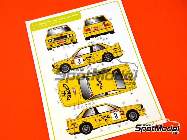 Image 4: BMW M3 E30 Sauermann Competicion Team sponsored by Camel - El Corte Ingles Rally Islas Canarias, Principe de Asturias Rally, Valeo Rallye 1989 and 1991 | Marking / livery in 1/24 scale manufactured by Decalcas (ref.&nbsp;DCL-DEC002)