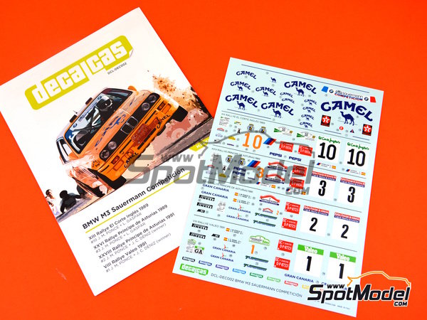 Image 5: BMW M3 E30 Sauermann Competicion Team sponsored by Camel - El Corte Ingles Rally Islas Canarias, Principe de Asturias Rally, Valeo Rallye 1989 and 1991 | Marking / livery in 1/24 scale manufactured by Decalcas (ref.&nbsp;DCL-DEC002)
