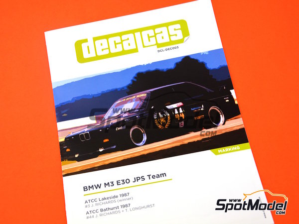 Image 3: BMW M3 E30 JPS Team sponsored by John Player & Sons - 12 hours Bathurst, ATCC Australian Touring Car Championship 1987 | Marking / livery in 1/24 scale manufactured by Decalcas (ref.&nbsp;DCL-DEC003)