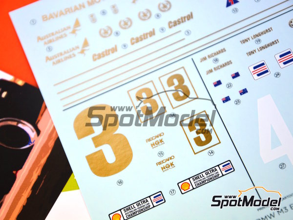 Image 6: BMW M3 E30 JPS Team sponsored by John Player & Sons - 12 hours Bathurst, ATCC Australian Touring Car Championship 1987 | Marking / livery in 1/24 scale manufactured by Decalcas (ref.&nbsp;DCL-DEC003)
