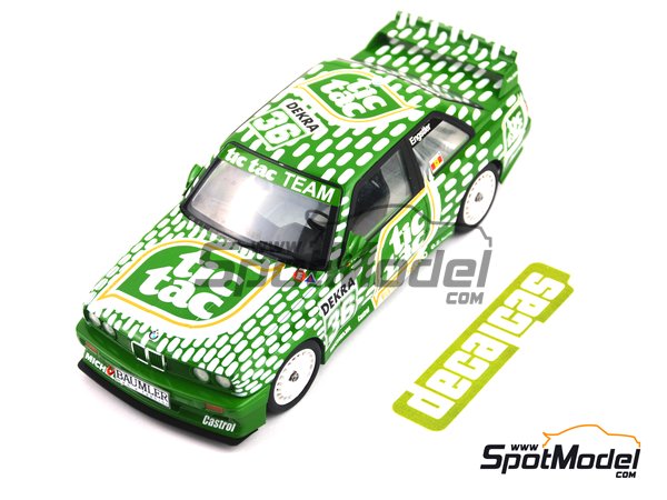 Image 1: BMW M3 E30 Valier Motorsport Team sponsored by Tic Tac - DTM - Deutsche Tourenwagen Masters 1992 | Marking / livery in 1/24 scale manufactured by Decalcas (ref.&nbsp;DCL-DEC006)