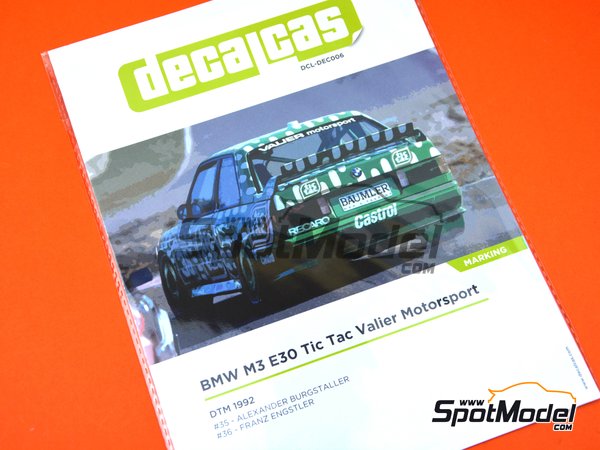 Image 16: BMW M3 E30 Valier Motorsport Team sponsored by Tic Tac - DTM - Deutsche Tourenwagen Masters 1992 | Marking / livery in 1/24 scale manufactured by Decalcas (ref.&nbsp;DCL-DEC006)