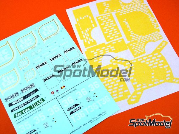 Image 21: BMW M3 E30 Valier Motorsport Team sponsored by Tic Tac - DTM - Deutsche Tourenwagen Masters 1992 | Marking / livery in 1/24 scale manufactured by Decalcas (ref.&nbsp;DCL-DEC006)