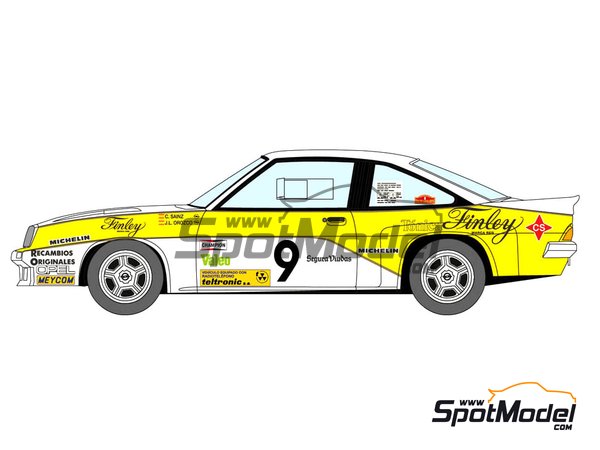 Image 2: Opel Manta 400 Group B Opel Team sponsored by Finley - Rallye Catalunya 1984 | Marking / livery in 1/24 scale manufactured by Decalcas (ref. DCL-DEC011)