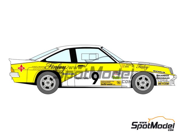 Image 3: Opel Manta 400 Group B Opel Team sponsored by Finley - Rallye Catalunya 1984 | Marking / livery in 1/24 scale manufactured by Decalcas (ref. DCL-DEC011)