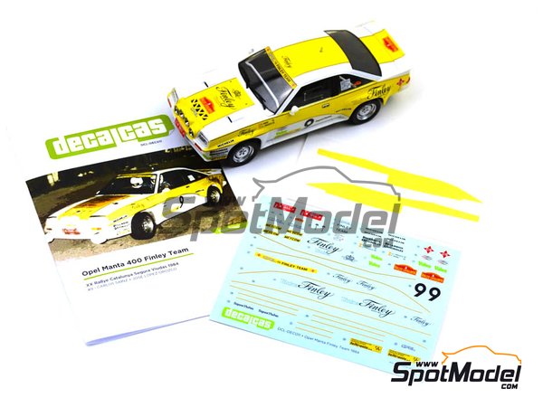 Image 5: Opel Manta 400 Group B Opel Team sponsored by Finley - Rallye Catalunya 1984 | Marking / livery in 1/24 scale manufactured by Decalcas (ref. DCL-DEC011)