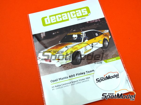 Image 11: Opel Manta 400 Group B Opel Team sponsored by Finley - Rallye Catalunya 1984 | Marking / livery in 1/24 scale manufactured by Decalcas (ref. DCL-DEC011)