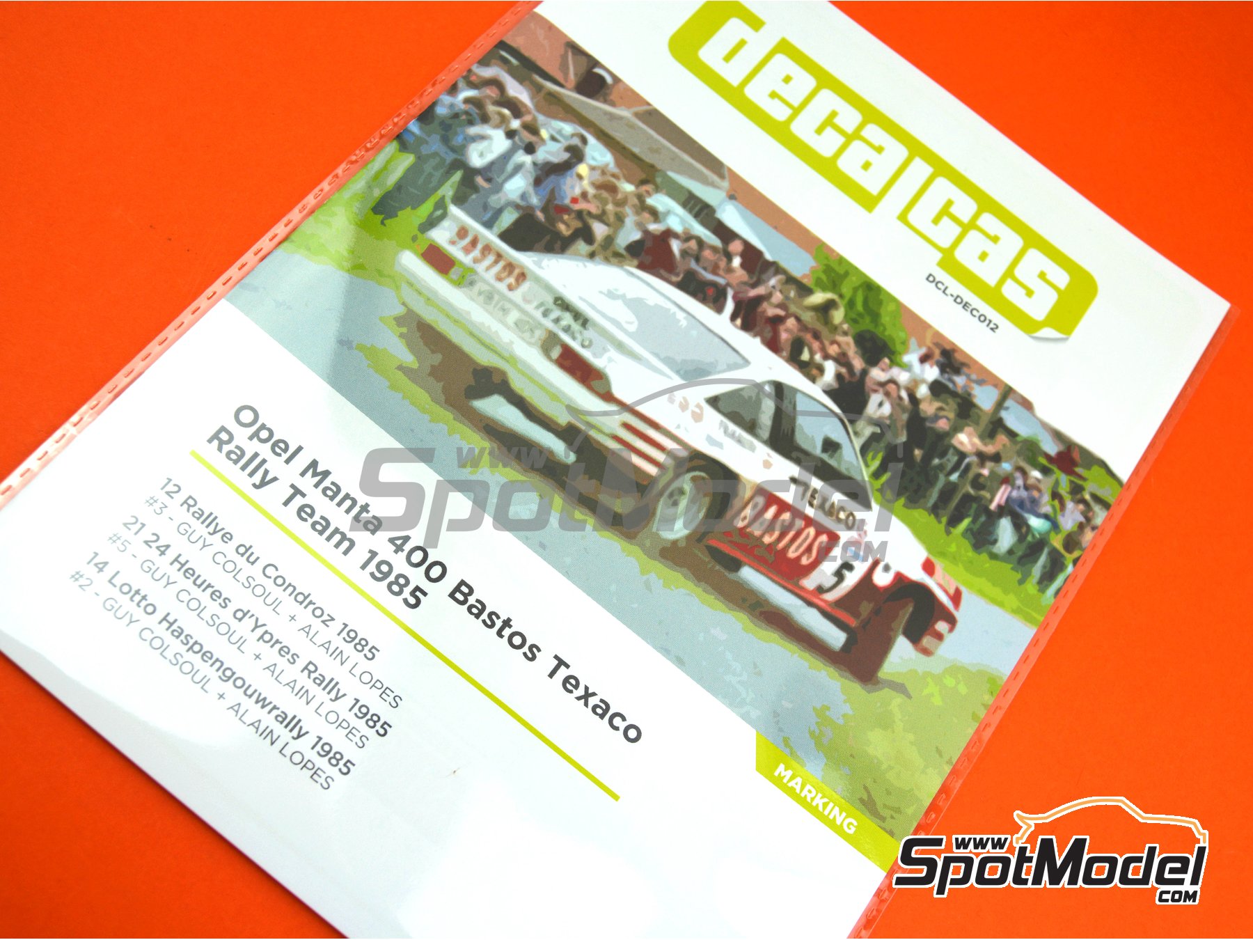 Image 15: Opel Manta 400 Group B Bastos Texaco Rally Team - 24 Hours de Ypres Rally, Condroz Rally, Haspengow Rally 1985 | Marking / livery in 1/24 scale manufactured by Decalcas (ref.&nbsp;DCL-DEC012)