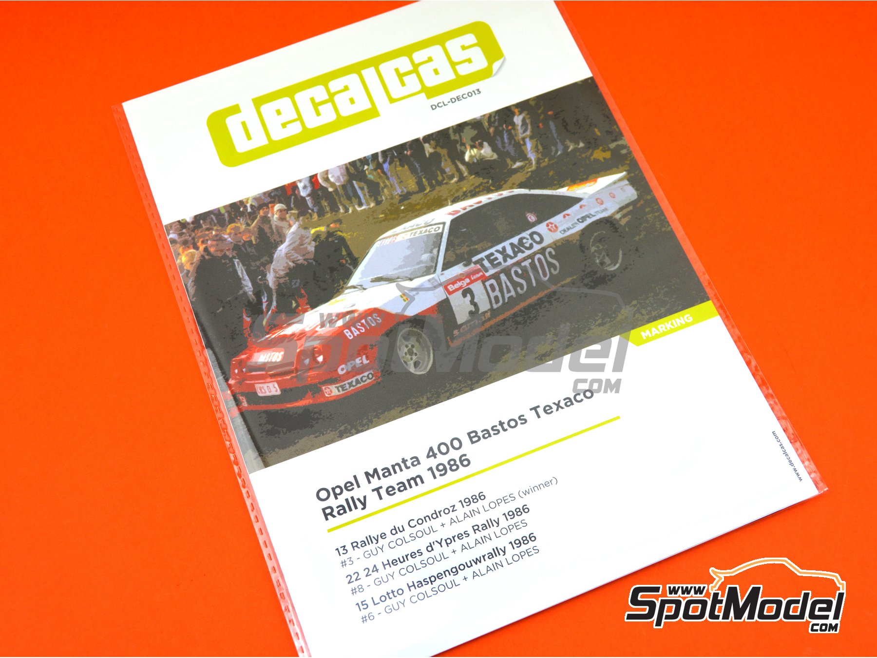 Image 9: Opel Manta 400 Group B Bastos Texaco Rally Team - 24 Hours de Ypres Rally, Condroz Rally, Haspengow Rally 1986 | Marking / livery in 1/24 scale manufactured by Decalcas (ref.&nbsp;DCL-DEC013)