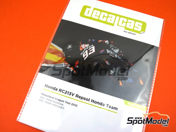 Image 12: Honda RC213V Repsol Honda Team - Motorland Aragon test 2013 | Marking / livery in 1/12 scale manufactured by Decalcas (ref.&nbsp;DCL-DEC014)
