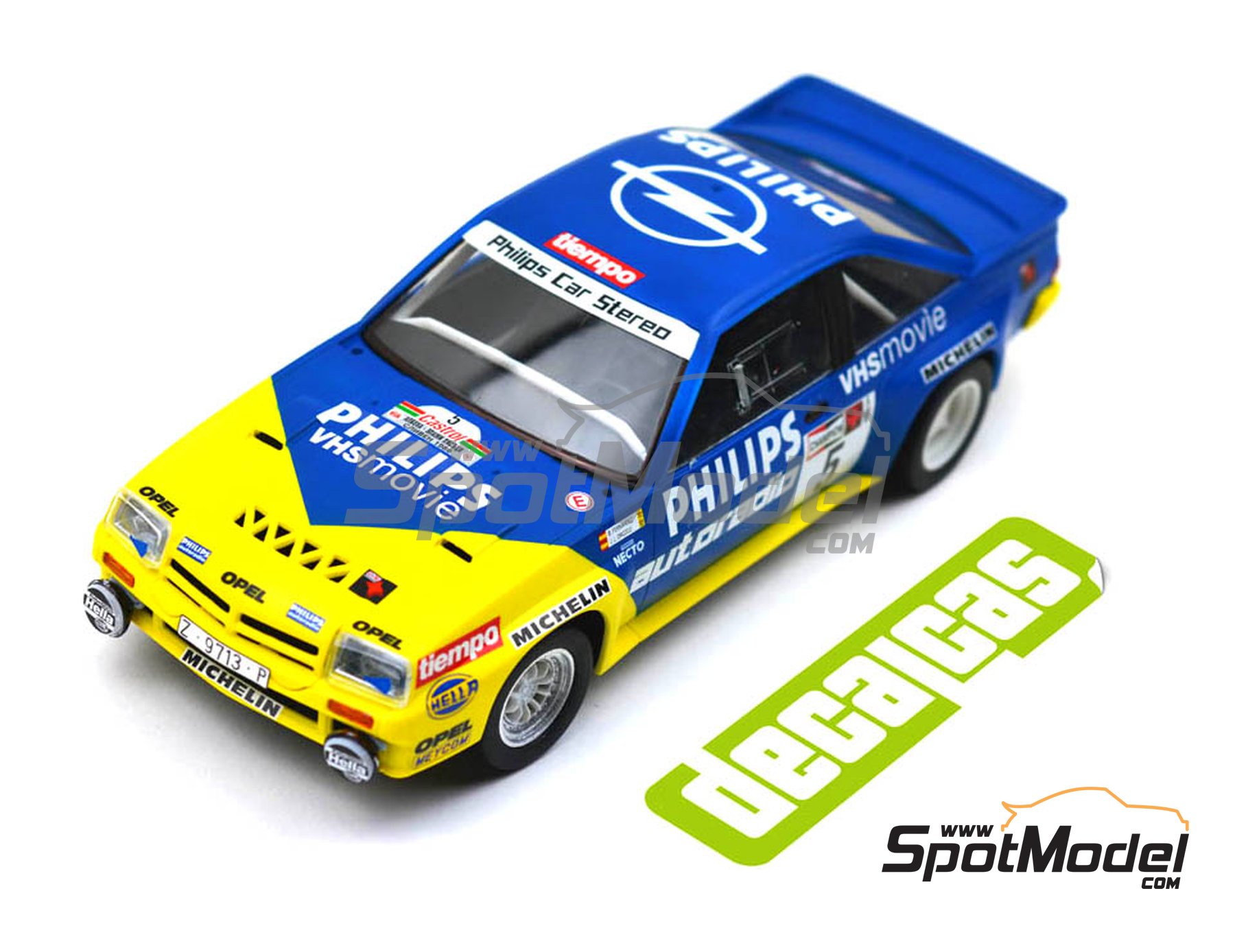 Image 7: Opel Manta 400 Group B Opel Team sponsored by Philips - AvD/STH Hunsr&uuml;ck Rallye, Valeo Rallye, Rallye Catalunya, Rally Albena - Zlatni Piassatzi - Sliven 1986 | Marking / livery in 1/24 scale manufactured by Decalcas (ref.&nbsp;DCL-DEC017)