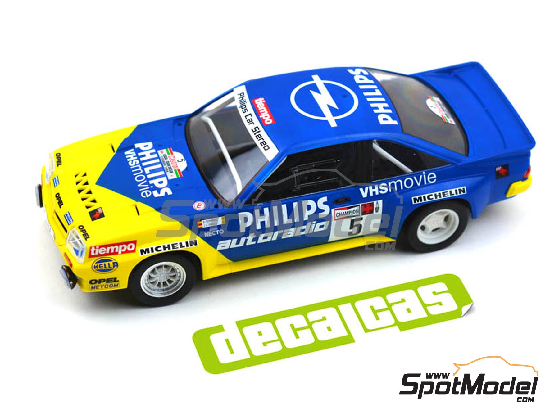 Image 8: Opel Manta 400 Group B Opel Team sponsored by Philips - AvD/STH Hunsr&uuml;ck Rallye, Valeo Rallye, Rallye Catalunya, Rally Albena - Zlatni Piassatzi - Sliven 1986 | Marking / livery in 1/24 scale manufactured by Decalcas (ref.&nbsp;DCL-DEC017)