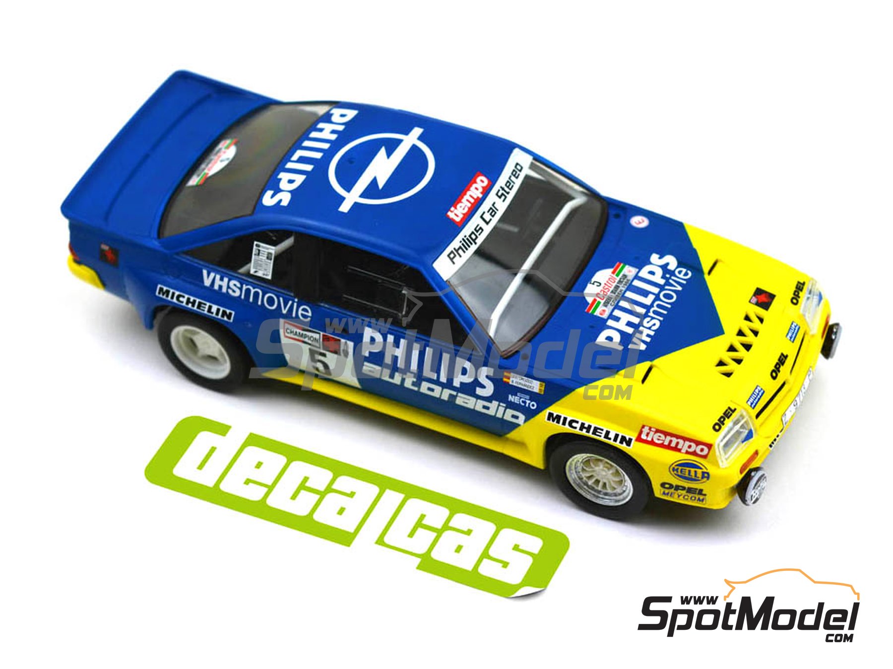 Image 10: Opel Manta 400 Group B Opel Team sponsored by Philips - AvD/STH Hunsr&uuml;ck Rallye, Valeo Rallye, Rallye Catalunya, Rally Albena - Zlatni Piassatzi - Sliven 1986 | Marking / livery in 1/24 scale manufactured by Decalcas (ref.&nbsp;DCL-DEC017)