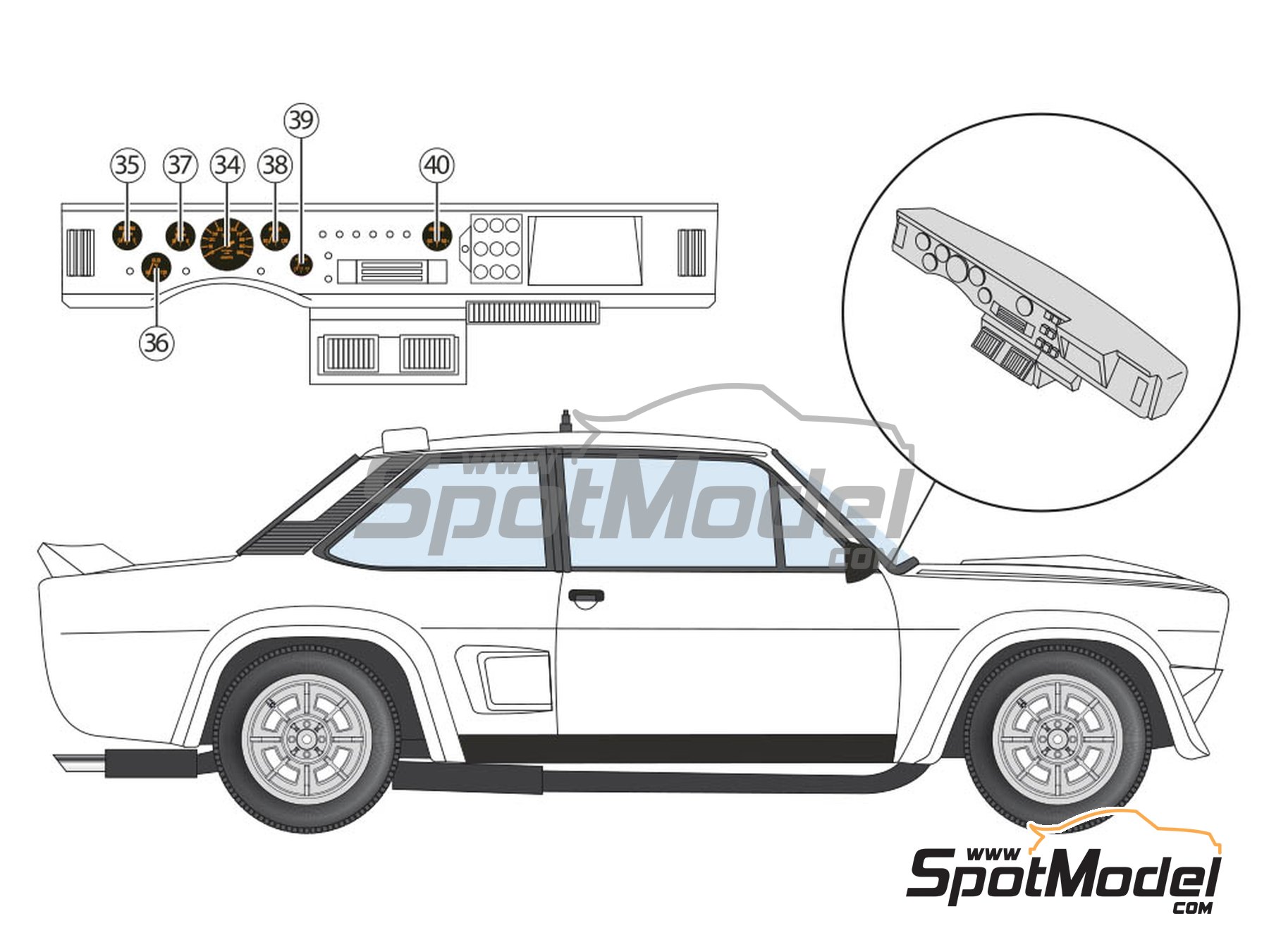 Image 5: Fiat 131 Abarth sponsored by Jolly Club - Sanremo Rally 1980 | Marking / livery in 1/24 scale manufactured by Decalcas (ref.&nbsp;DCL-DEC026)
