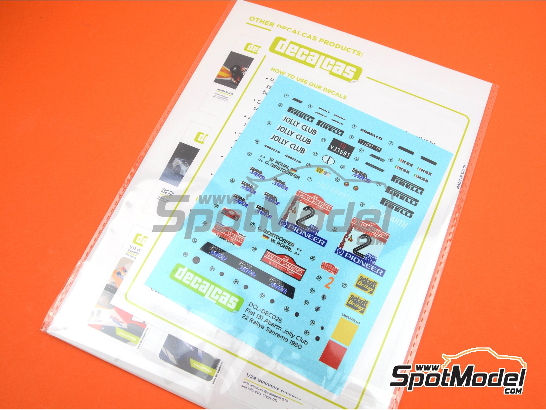 Image 10: Fiat 131 Abarth sponsored by Jolly Club - Sanremo Rally 1980 | Marking / livery in 1/24 scale manufactured by Decalcas (ref.&nbsp;DCL-DEC026)