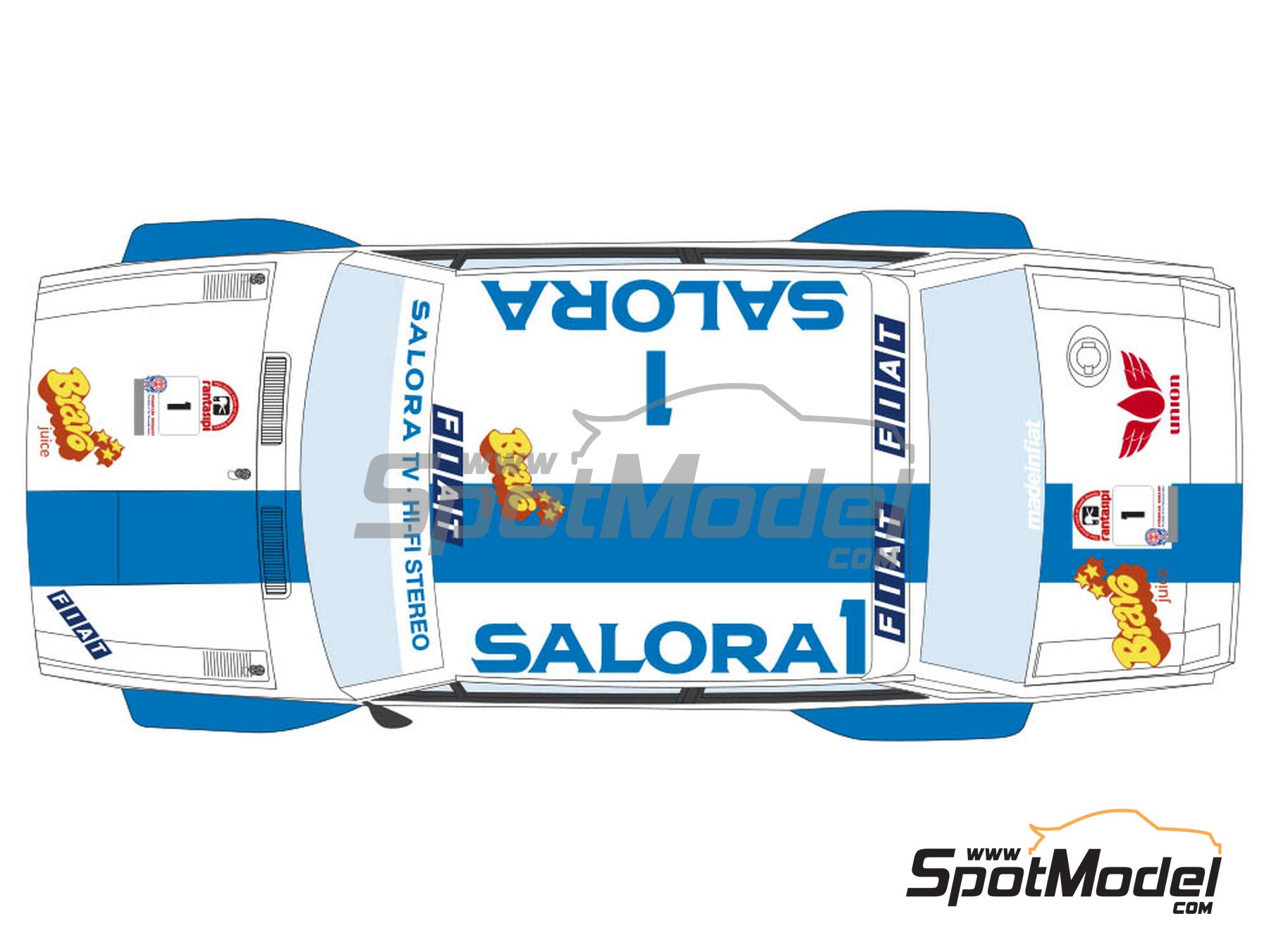 Image 4: Fiat 131 Abarth sponsored by Fiat Rally / ASA - 1000 Lakes Finland Rally 1980 | Marking / livery in 1/24 scale manufactured by Decalcas (ref.&nbsp;DCL-DEC027)