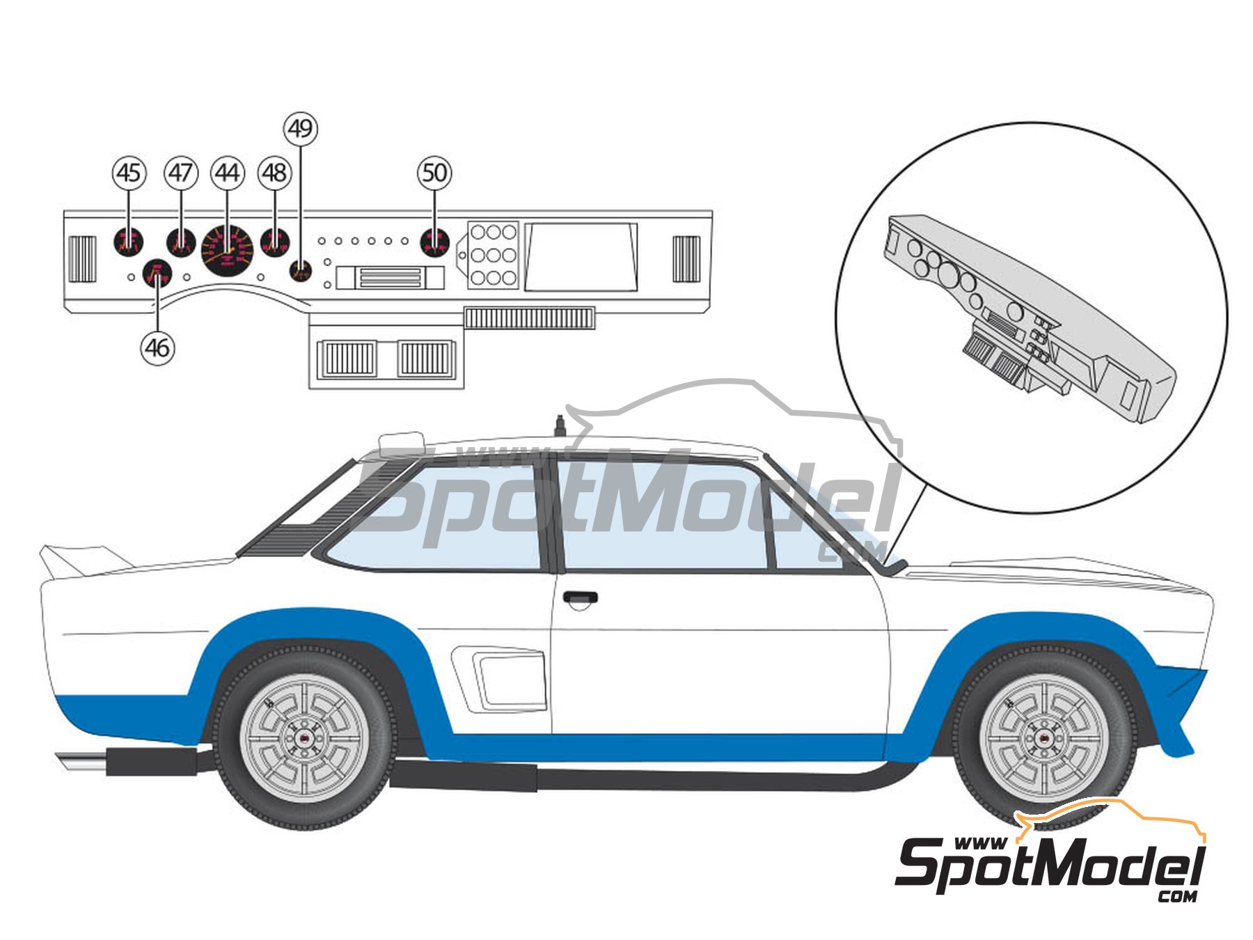 Image 5: Fiat 131 Abarth sponsored by Fiat Rally / ASA - 1000 Lakes Finland Rally 1980 | Marking / livery in 1/24 scale manufactured by Decalcas (ref.&nbsp;DCL-DEC027)