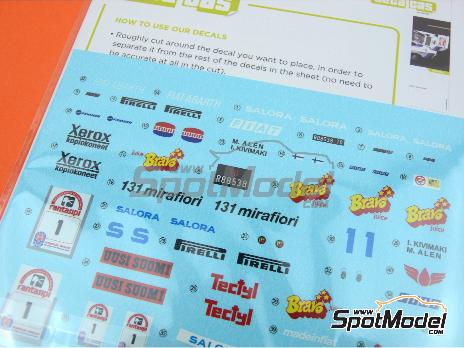 Image 8: Fiat 131 Abarth sponsored by Fiat Rally / ASA - 1000 Lakes Finland Rally 1980 | Marking / livery in 1/24 scale manufactured by Decalcas (ref.&nbsp;DCL-DEC027)