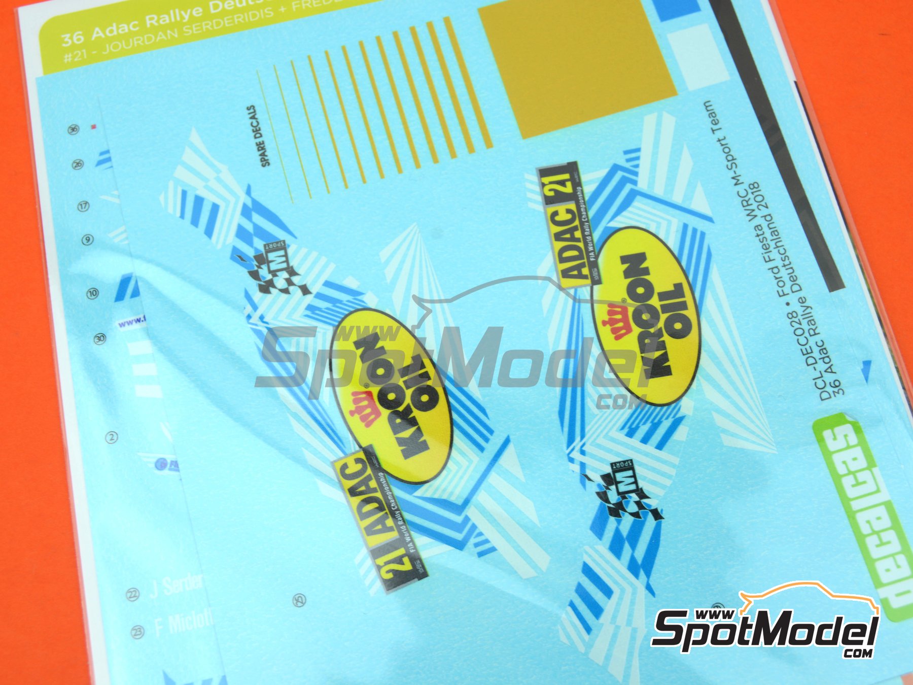 Image 8: Ford Fiesta WRC M-Sport World Rally Team - ADAC Deutschland Rally 2018 | Marking / livery in 1/24 scale manufactured by Decalcas (ref.&nbsp;DCL-DEC028)