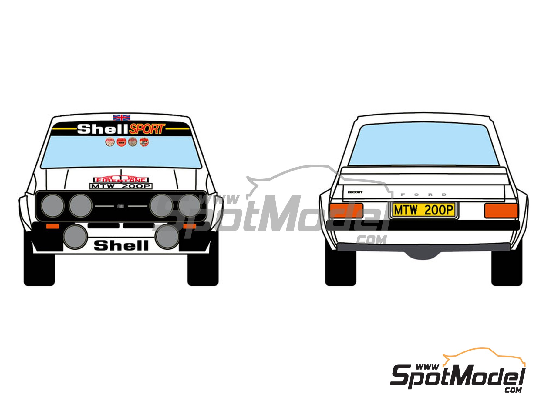 Image 1: Ford Escort Mk. II - Firestone Rallye 1976 | Marking / livery in 1/24 scale manufactured by Decalcas (ref.&nbsp;DCL-DEC031)