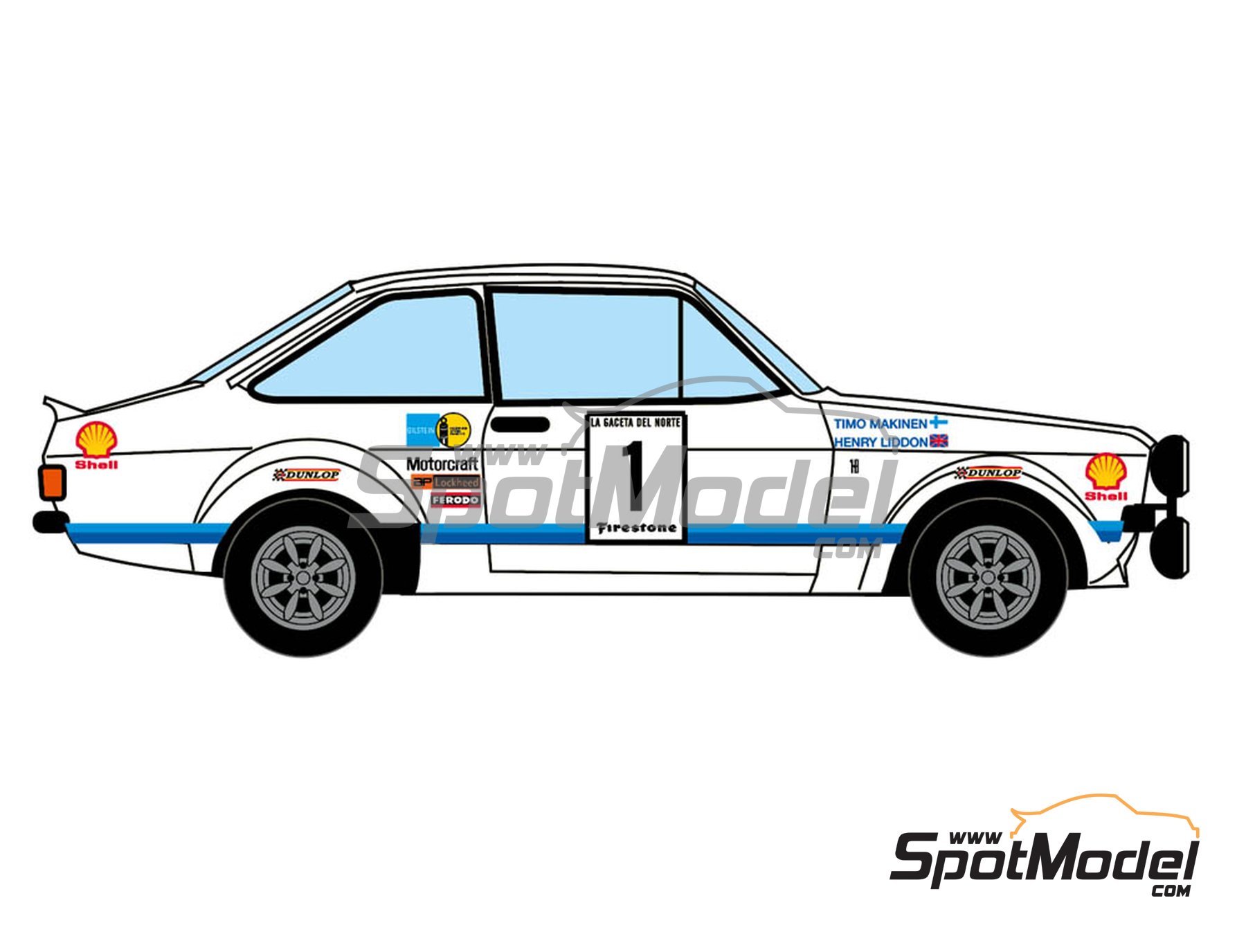 Image 3: Ford Escort Mk. II - Firestone Rallye 1976 | Marking / livery in 1/24 scale manufactured by Decalcas (ref.&nbsp;DCL-DEC031)
