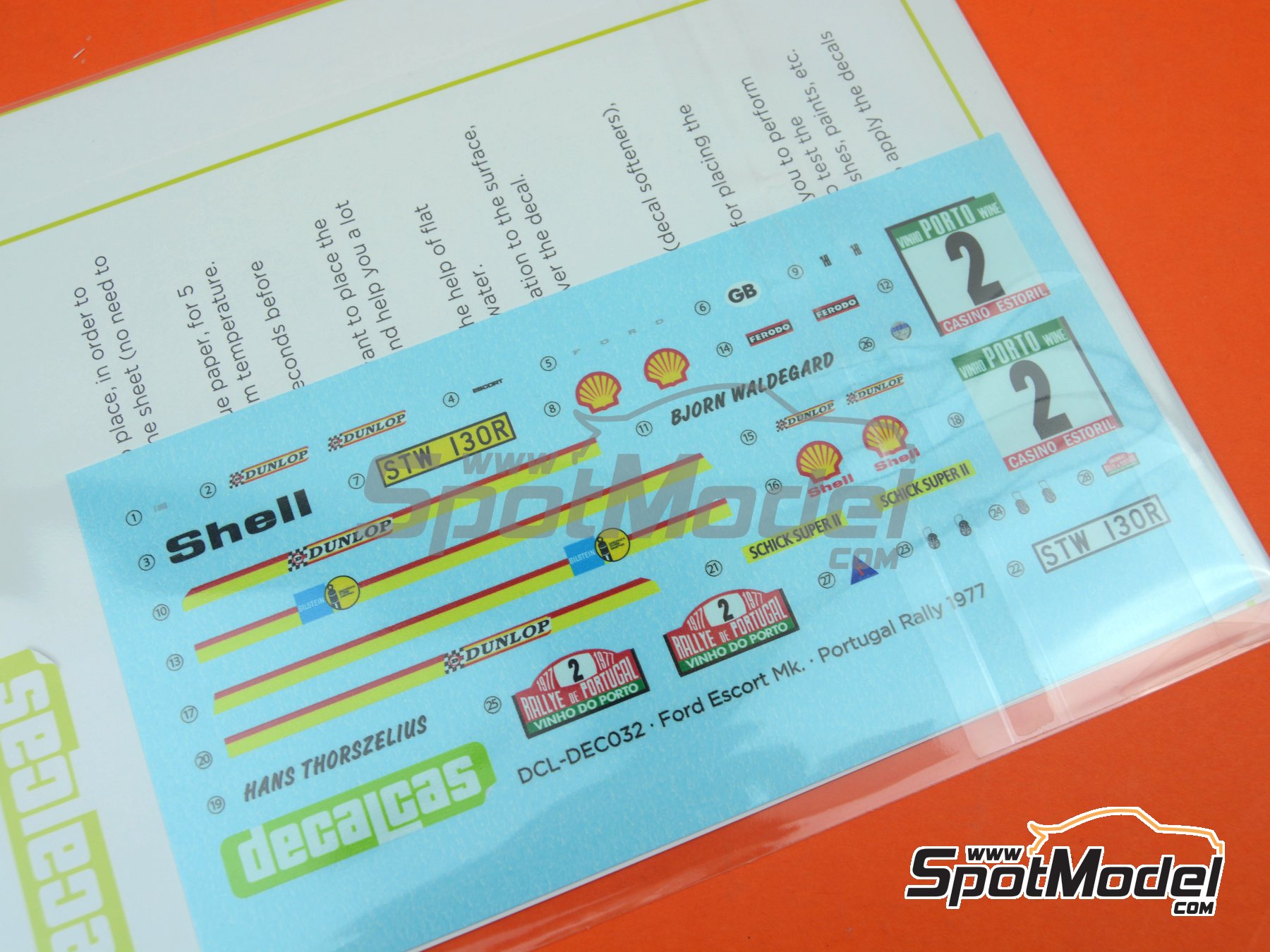 Image 10: Ford Escort Mk. II - Portugal Rally - Vinho do Porto 1977 | Marking / livery in 1/24 scale manufactured by Decalcas (ref.&nbsp;DCL-DEC032)