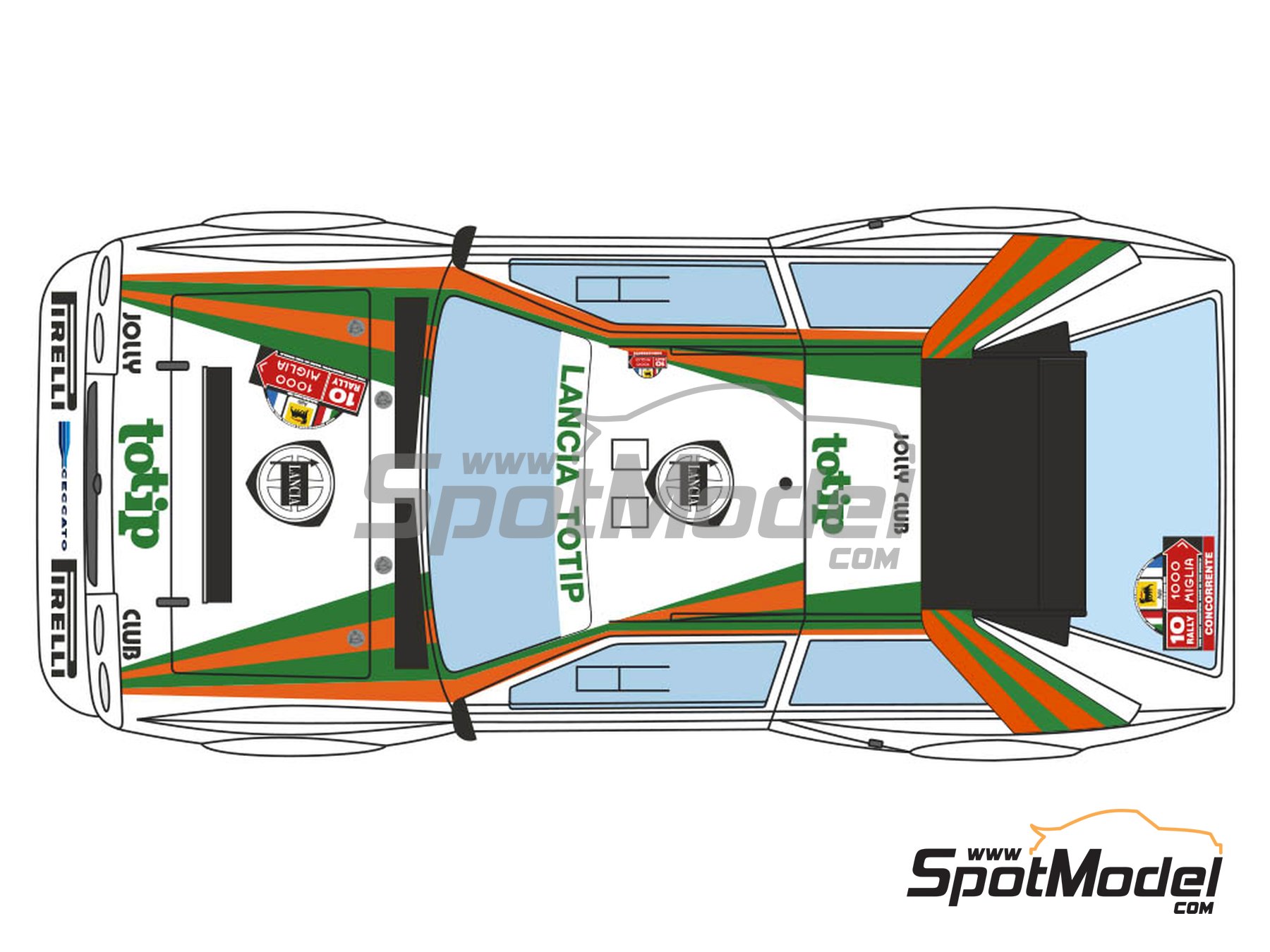 Image 4: Lancia Delta S4 sponsored by Jolly Club Totip - Rally 1000 Miglia 1986 | Marking / livery in 1/24 scale manufactured by Decalcas (ref.&nbsp;DCL-DEC034)