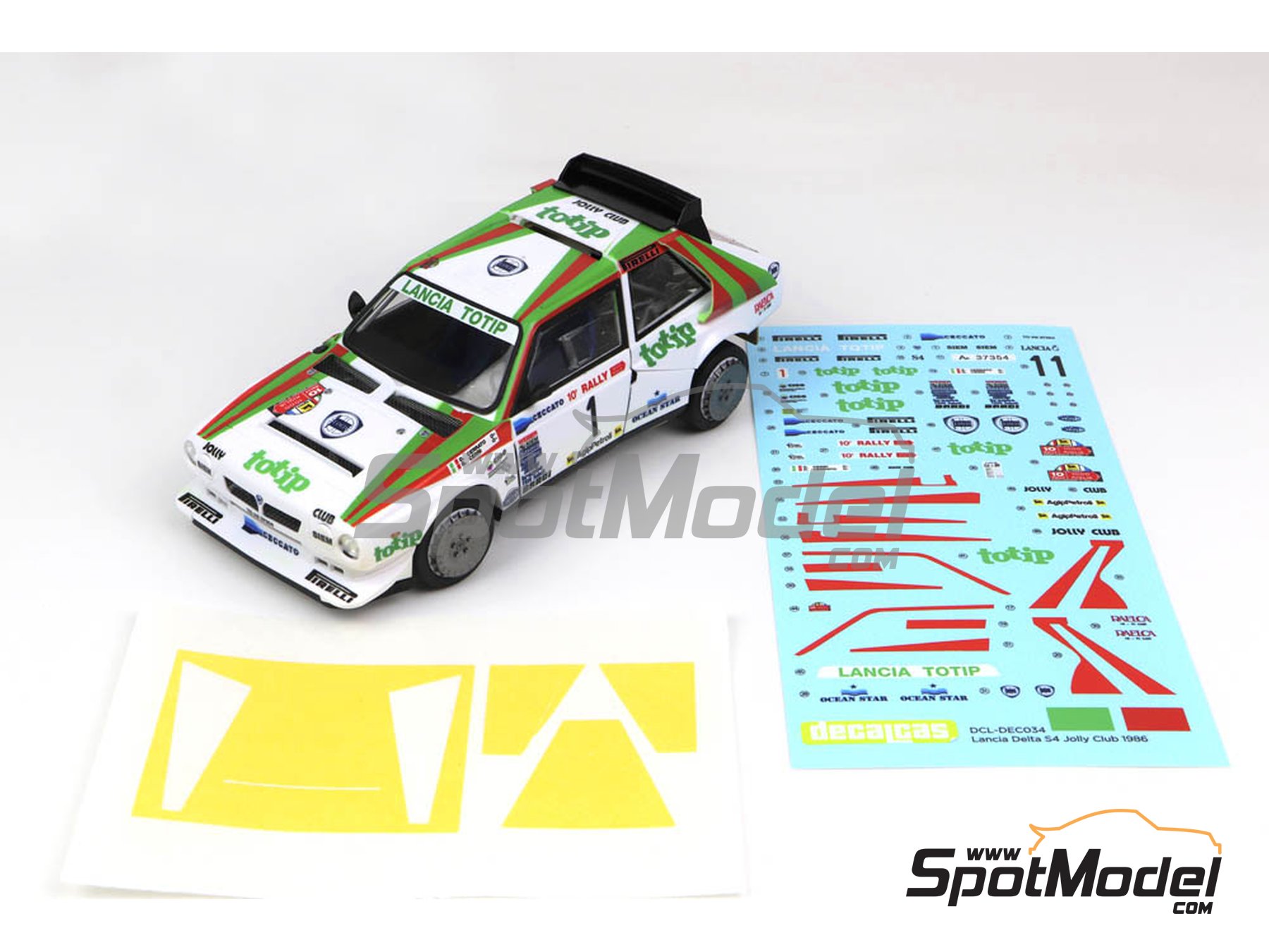 Image 7: Lancia Delta S4 sponsored by Jolly Club Totip - Rally 1000 Miglia 1986 | Marking / livery in 1/24 scale manufactured by Decalcas (ref.&nbsp;DCL-DEC034)