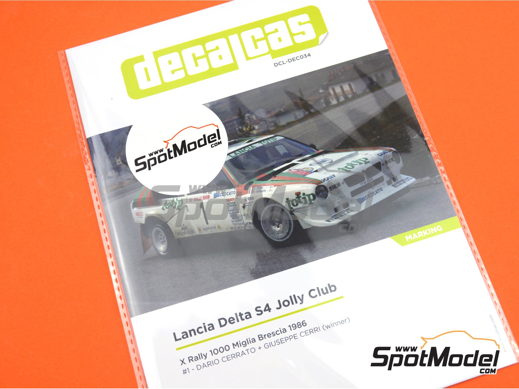 Image 15: Lancia Delta S4 sponsored by Jolly Club Totip - Rally 1000 Miglia 1986 | Marking / livery in 1/24 scale manufactured by Decalcas (ref.&nbsp;DCL-DEC034)