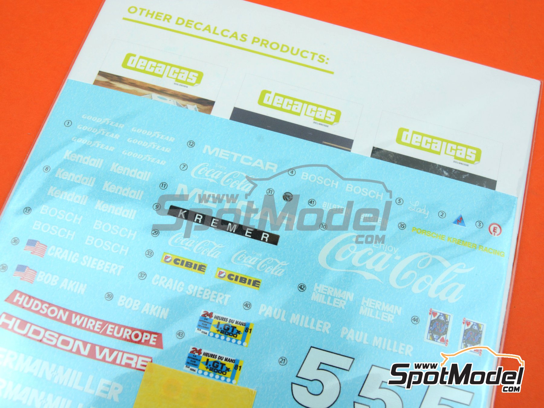 Image 16: Porsche Kremer 935 K3 Equipo Bob Akin Motor Racing patrocinado por Coca Cola - 12 Horas de Sebring, 24 Horas de Daytona, 24 Horas de Le Mans, IMSA 1981 | Decoración en escala 1/24 fabricado por Decalcas (ref. DCL-DEC037)