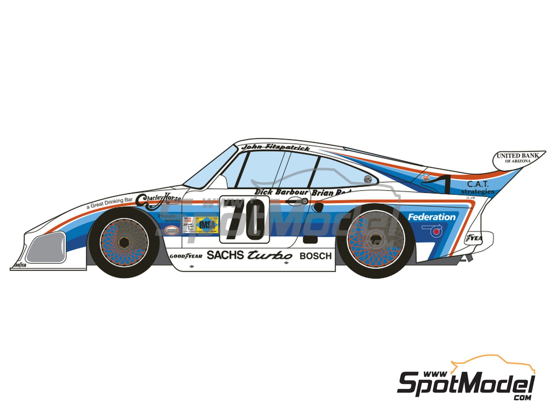 Image 2: Porsche Kremer 935 K3 patrocinado por Dick Barbour Racing - 24 Horas de Le Mans 1980 | Decoración en escala 1/24 fabricado por Decalcas (ref. DCL-DEC038)