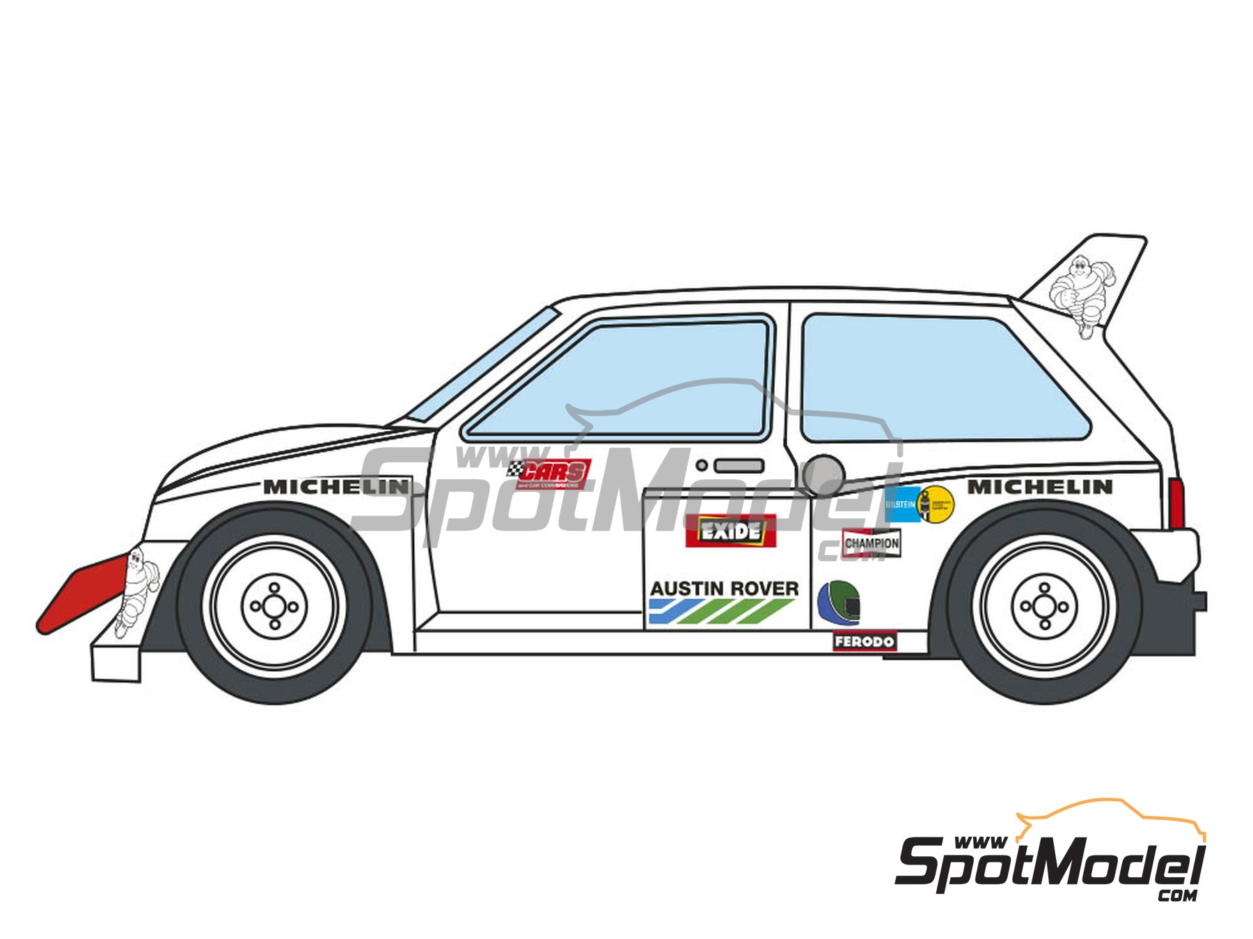 Image 2: MG Metro 6r4 Group B - Test Walles 1986 | Marking / livery in 1/24 scale manufactured by Decalcas (ref.&nbsp;DCL-DEC040)