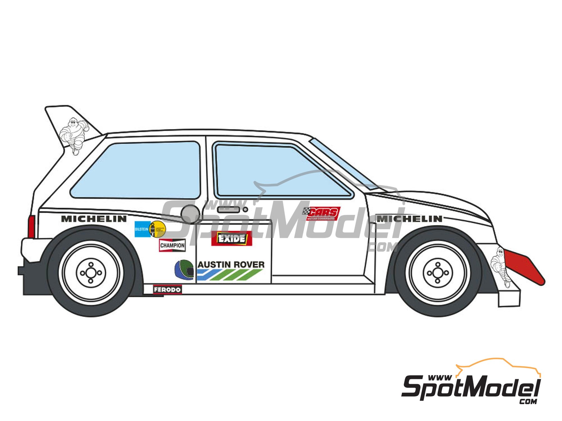 Image 3: MG Metro 6r4 Group B - Test Walles 1986 | Marking / livery in 1/24 scale manufactured by Decalcas (ref.&nbsp;DCL-DEC040)