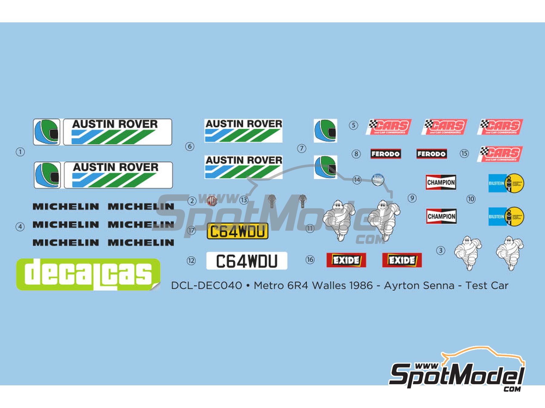 Image 5: MG Metro 6r4 Group B - Test Walles 1986 | Marking / livery in 1/24 scale manufactured by Decalcas (ref.&nbsp;DCL-DEC040)