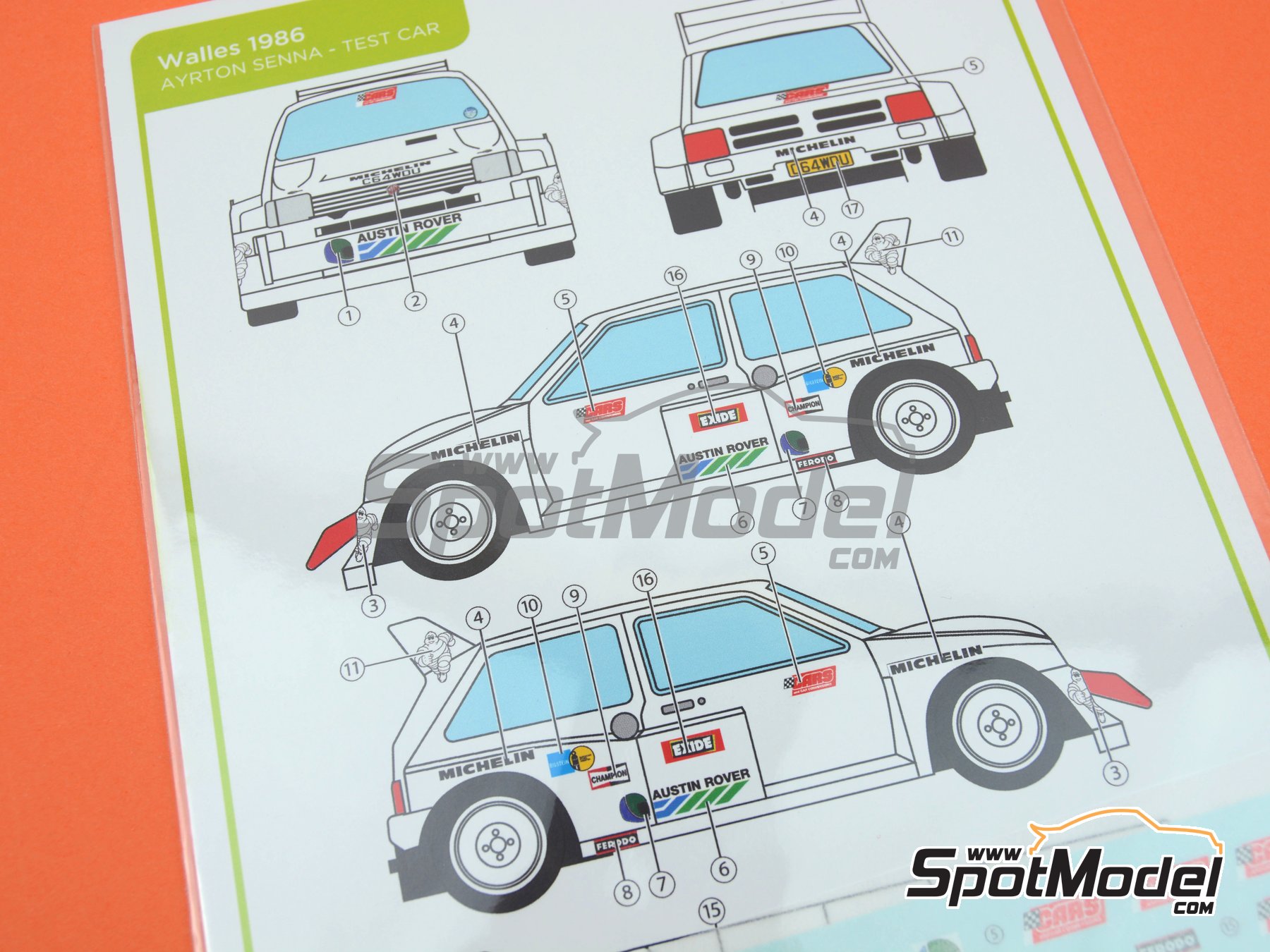 Image 7: MG Metro 6r4 Group B - Test Walles 1986 | Marking / livery in 1/24 scale manufactured by Decalcas (ref.&nbsp;DCL-DEC040)