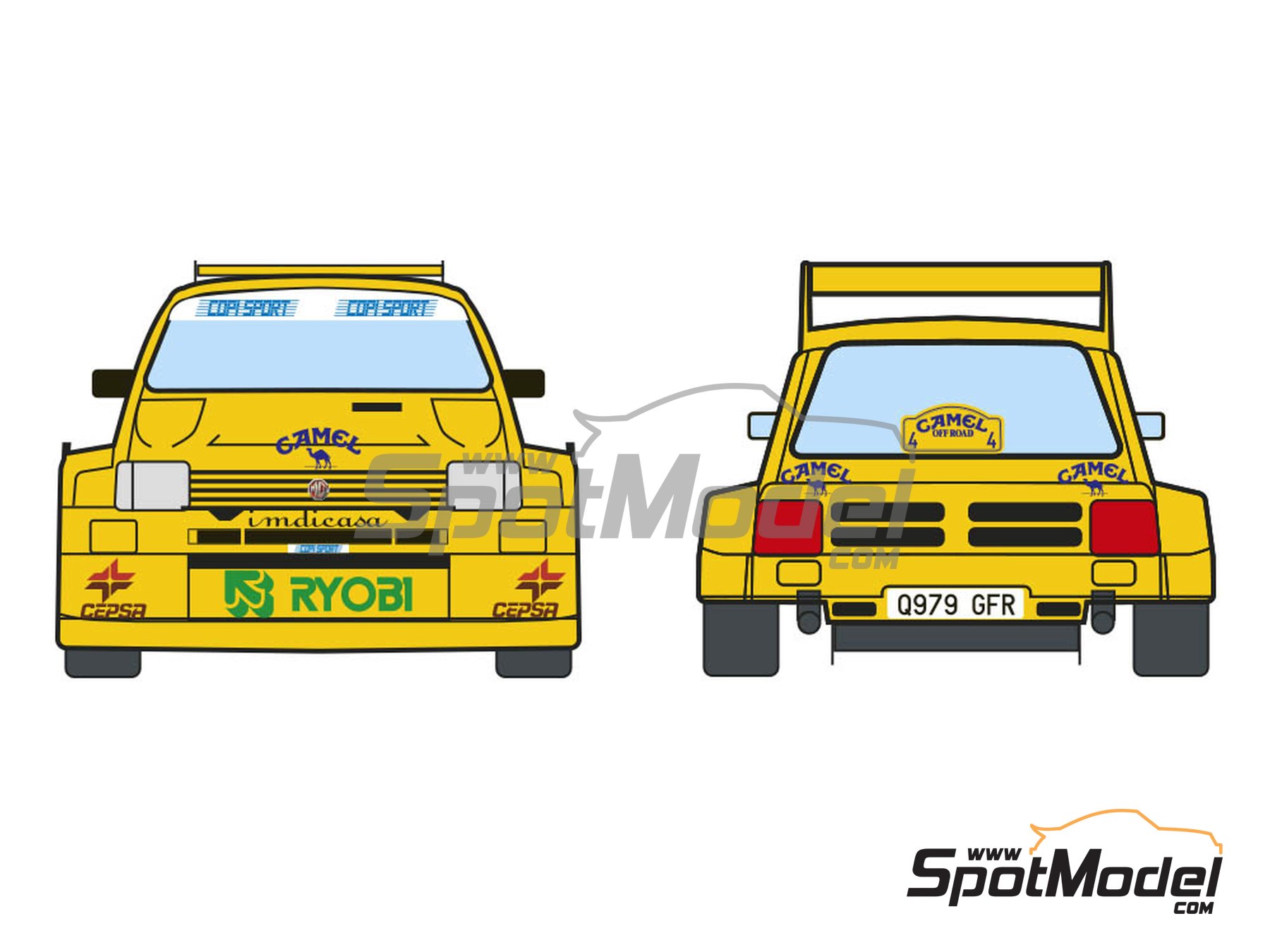 Image 1: MG Metro 6r4 Grupo B Equipo Camel - Camel Off-Road 1990 | Decoraci&oacute;n en escala&nbsp;1/24 fabricado por Decalcas (ref.&nbsp;DCL-DEC043)