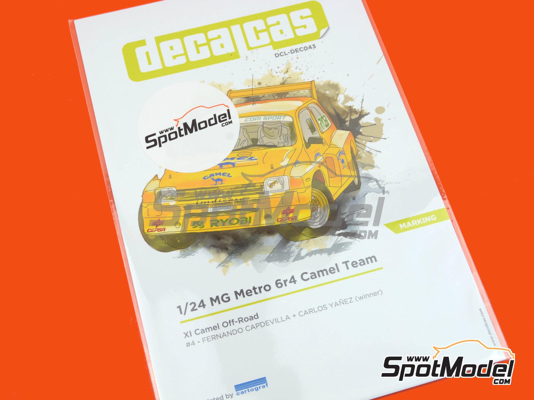 Image 6: MG Metro 6r4 Grupo B Equipo Camel - Camel Off-Road 1990 | Decoraci&oacute;n en escala&nbsp;1/24 fabricado por Decalcas (ref.&nbsp;DCL-DEC043)