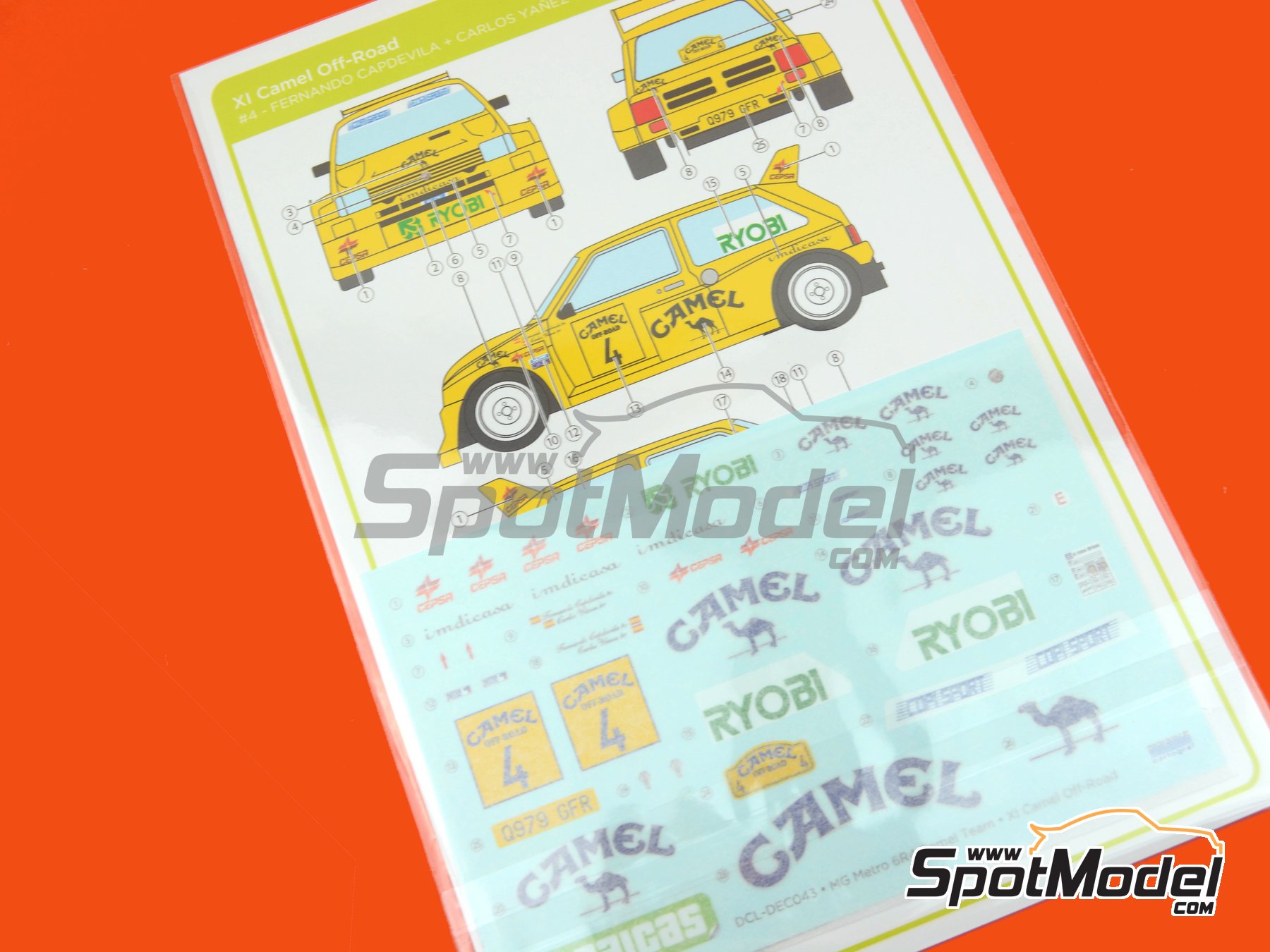 Image 9: MG Metro 6r4 Grupo B Equipo Camel - Camel Off-Road 1990 | Decoraci&oacute;n en escala&nbsp;1/24 fabricado por Decalcas (ref.&nbsp;DCL-DEC043)