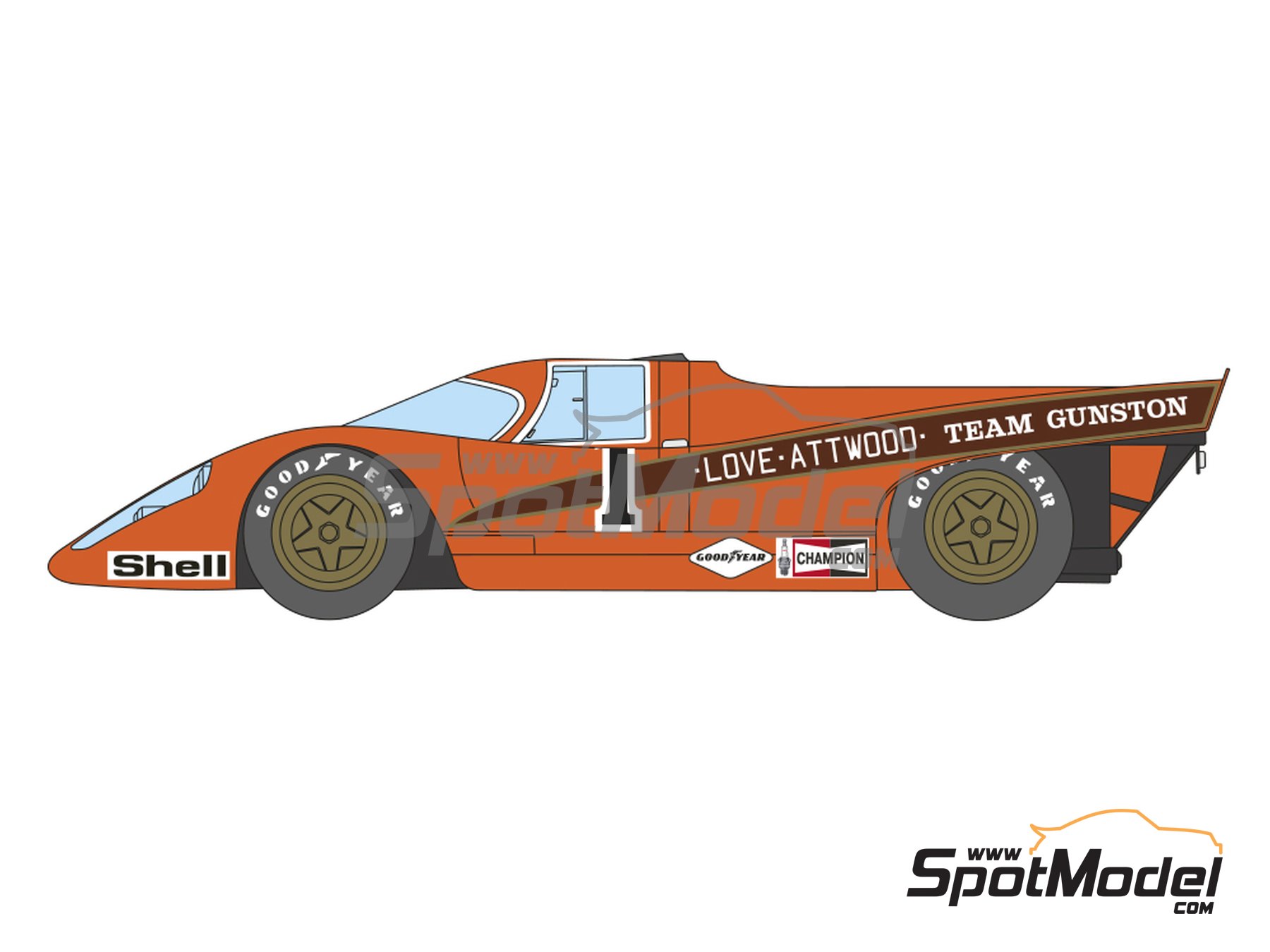 Image 2: Porsche 917K Gunston Team - 9 Hours Kyalami 1970 | Marking / livery in 1/24 scale manufactured by Decalcas (ref.&nbsp;DCL-DEC044)