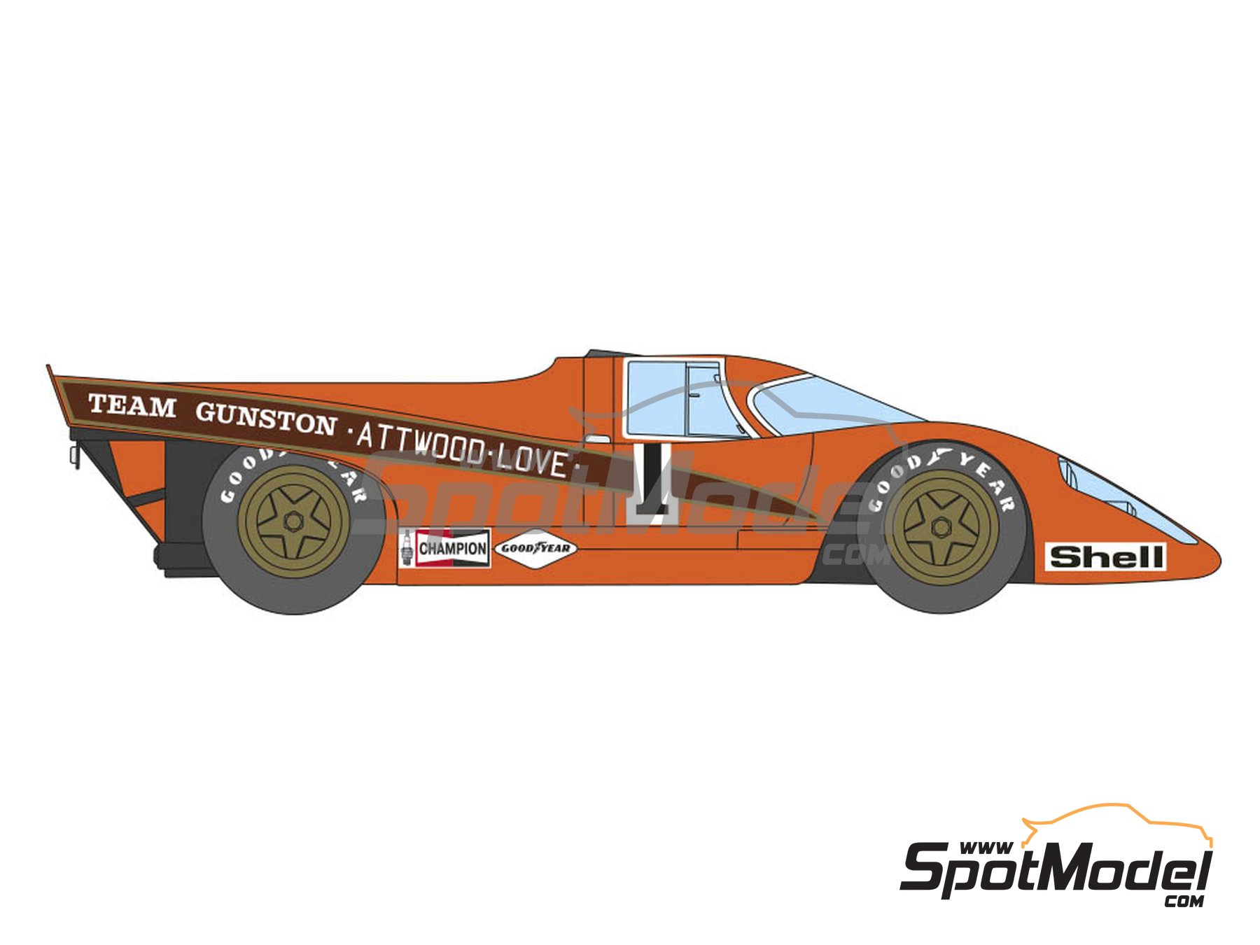 Image 3: Porsche 917K Gunston Team - 9 Hours Kyalami 1970 | Marking / livery in 1/24 scale manufactured by Decalcas (ref.&nbsp;DCL-DEC044)