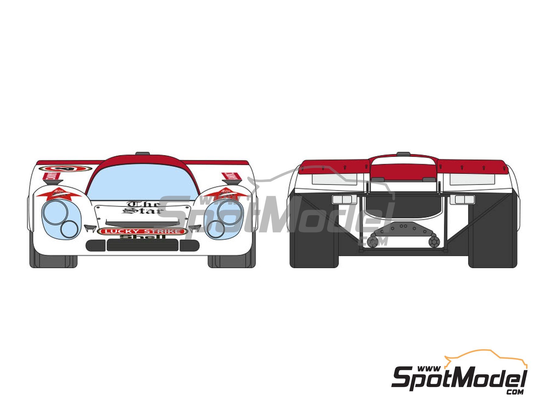 Image 1: Porsche 917K David Piper Team sponsored by Lucky Strike Racing - 9 Hours Kyalami 1971 | Marking / livery in 1/24 scale manufactured by Decalcas (ref.&nbsp;DCL-DEC045)