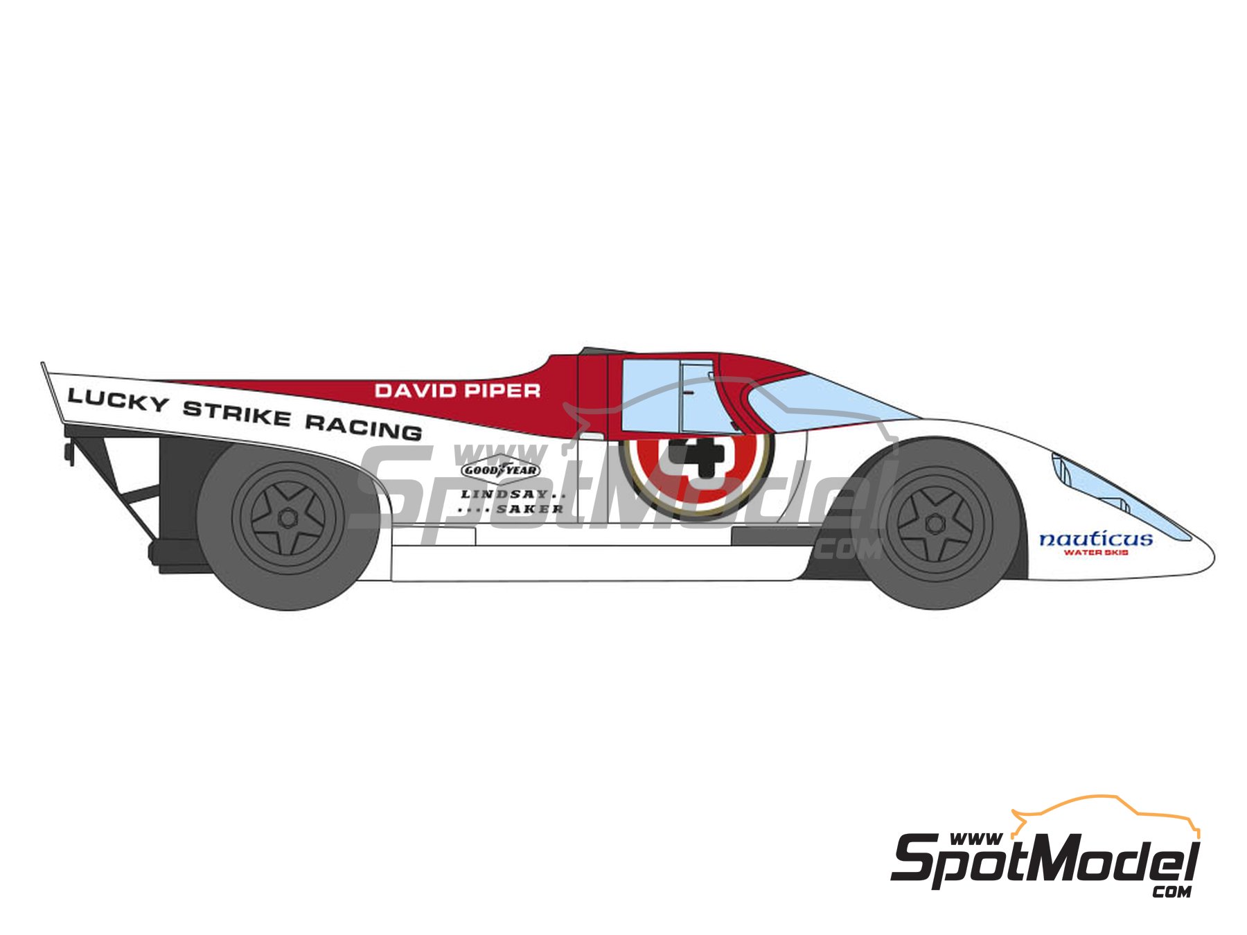 Image 3: Porsche 917K David Piper Team sponsored by Lucky Strike Racing - 9 Hours Kyalami 1971 | Marking / livery in 1/24 scale manufactured by Decalcas (ref.&nbsp;DCL-DEC045)