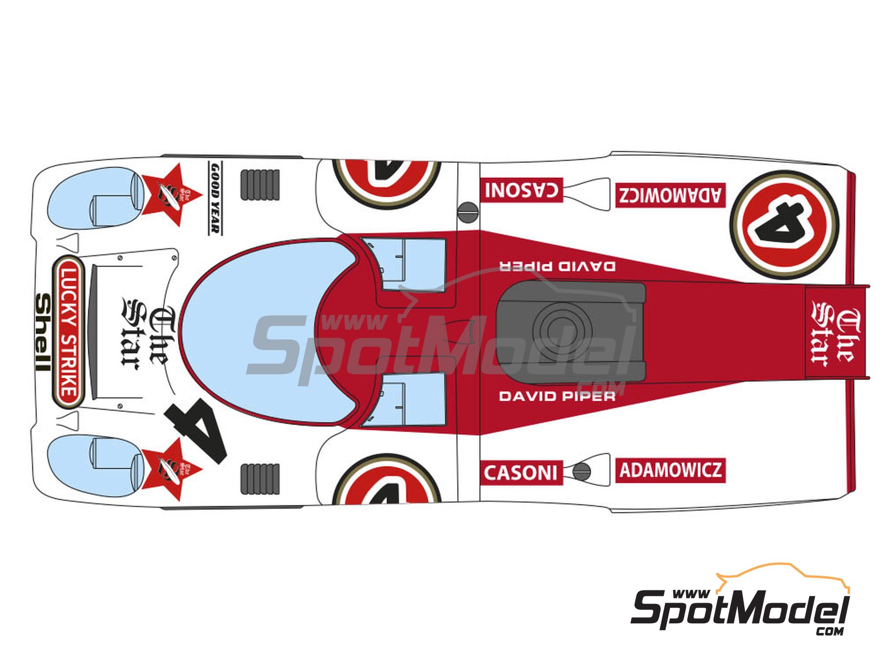 Image 4: Porsche 917K David Piper Team sponsored by Lucky Strike Racing - 9 Hours Kyalami 1971 | Marking / livery in 1/24 scale manufactured by Decalcas (ref.&nbsp;DCL-DEC045)