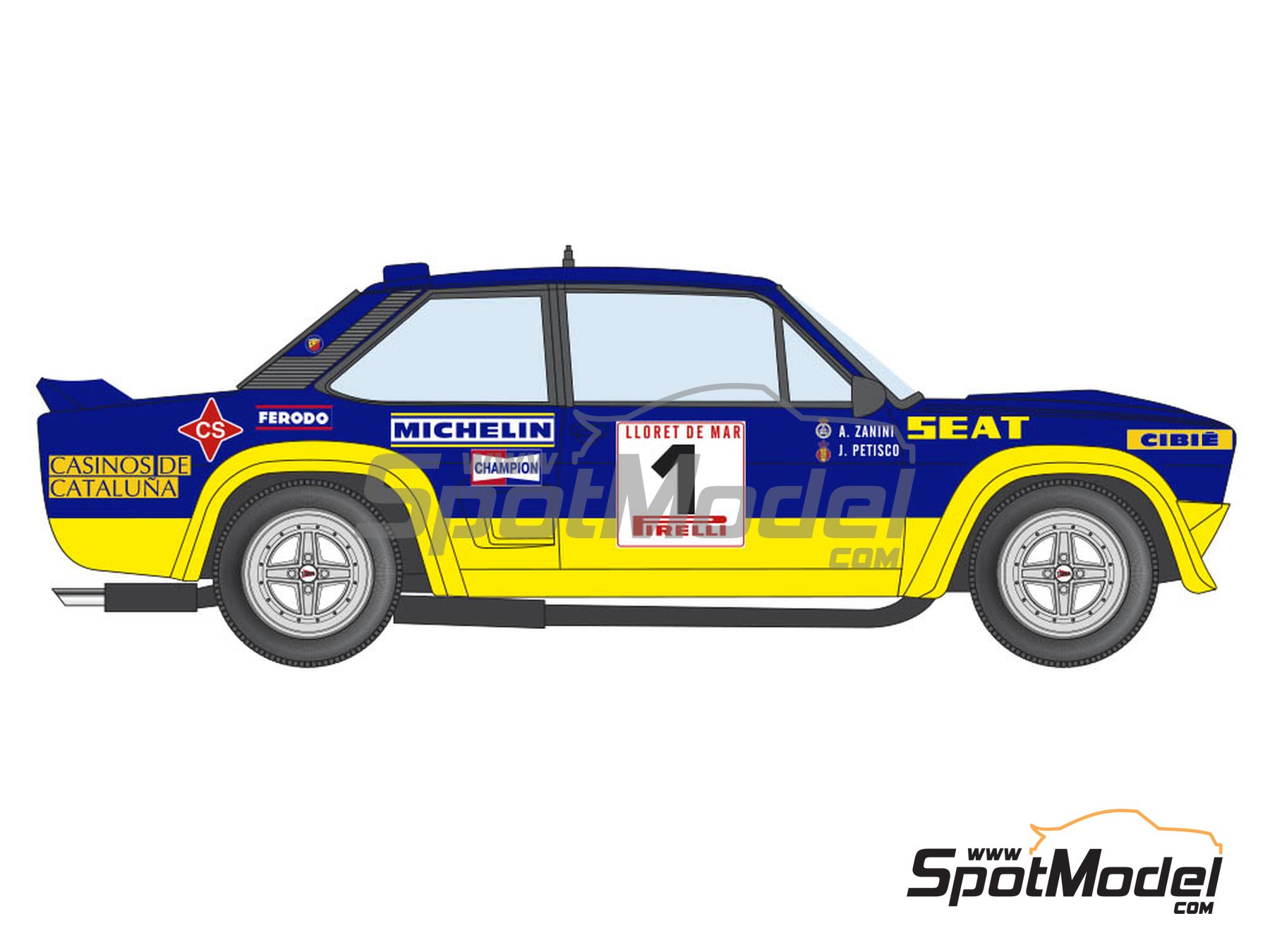Image 3: Fiat 131 Abarth Rally Seat Competicion Team - Costa Brava Rally 1979 | Marking / livery in 1/20 scale manufactured by Decalcas (ref.&nbsp;DCL-DEC051)