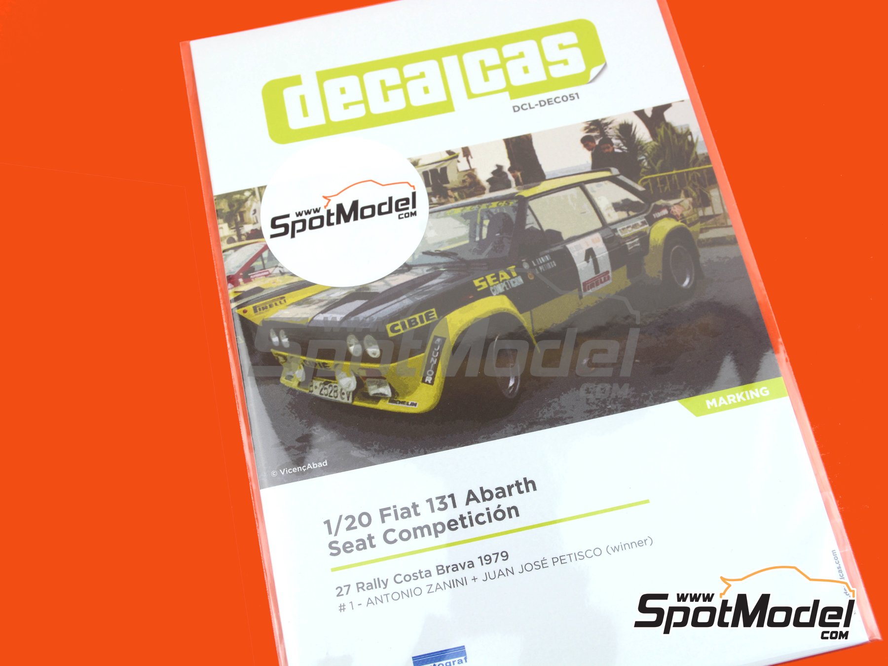 Image 11: Fiat 131 Abarth Rally Seat Competicion Team - Costa Brava Rally 1979 | Marking / livery in 1/20 scale manufactured by Decalcas (ref.&nbsp;DCL-DEC051)