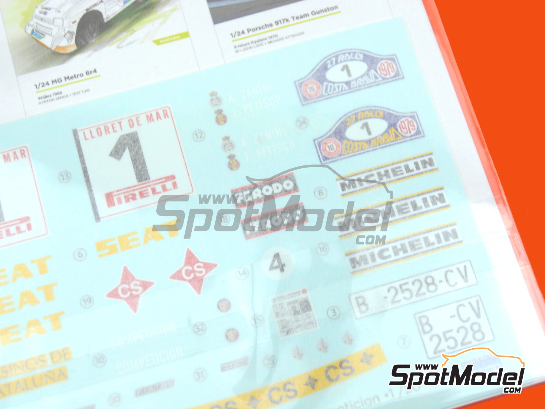 Image 13: Fiat 131 Abarth Rally Seat Competicion Team - Costa Brava Rally 1979 | Marking / livery in 1/20 scale manufactured by Decalcas (ref.&nbsp;DCL-DEC051)