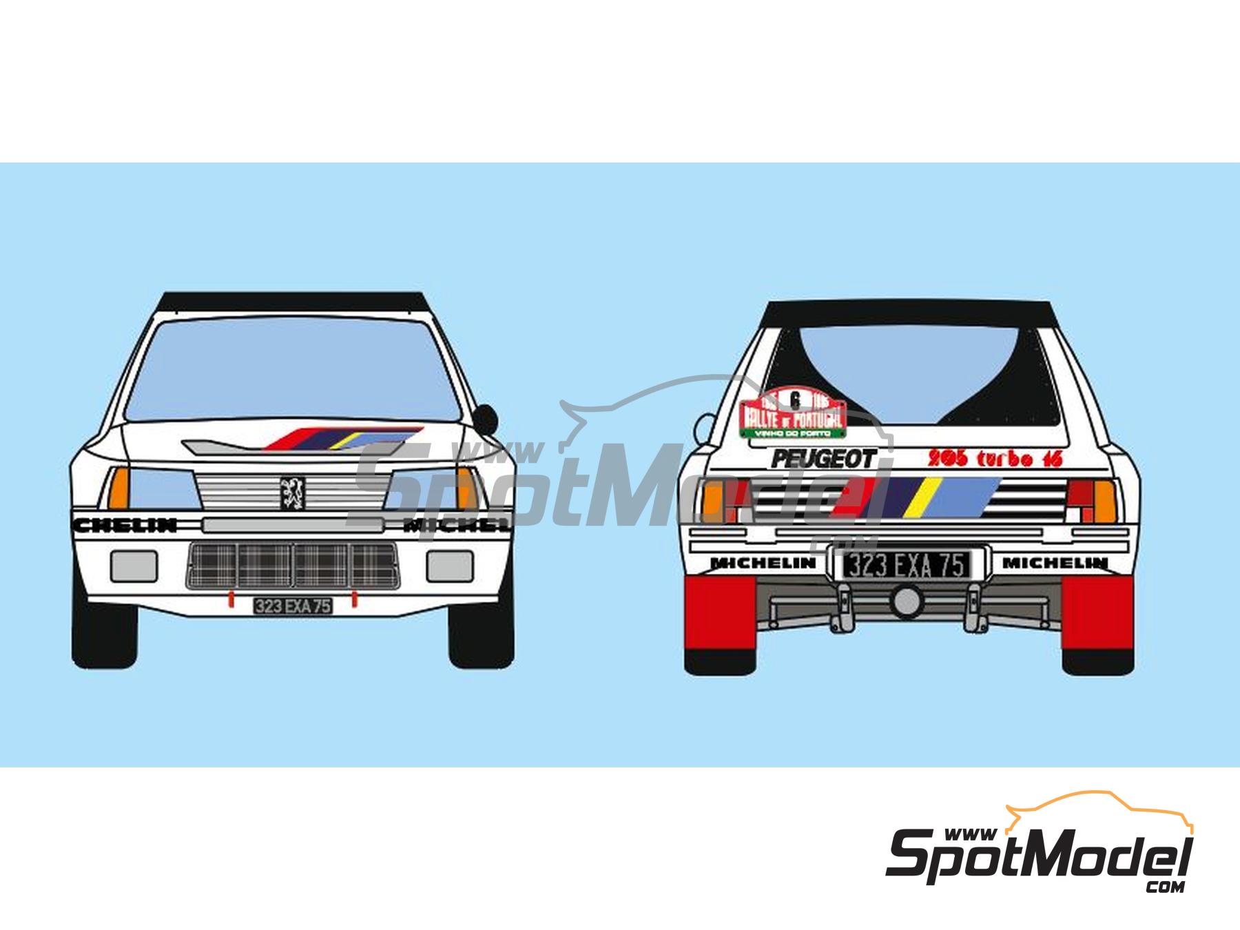 Image 2: Peugeot 205 Turbo 16 Equipo Peugeot Sport patrocinado por Shell - Rally de Portugal - Vinho do Porto 1985 | Decoración en escala 1/24 fabricado por Decalcas (ref. DCL-DEC054)