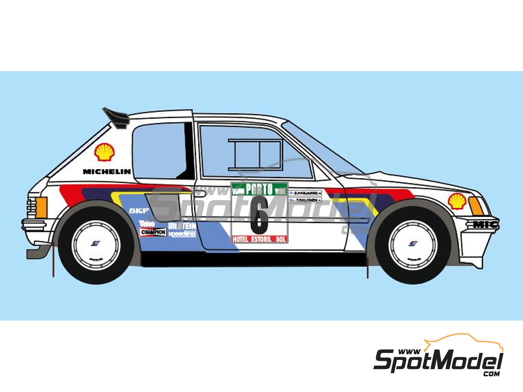 Image 4: Peugeot 205 Turbo 16 Equipo Peugeot Sport patrocinado por Shell - Rally de Portugal - Vinho do Porto 1985 | Decoración en escala 1/24 fabricado por Decalcas (ref. DCL-DEC054)